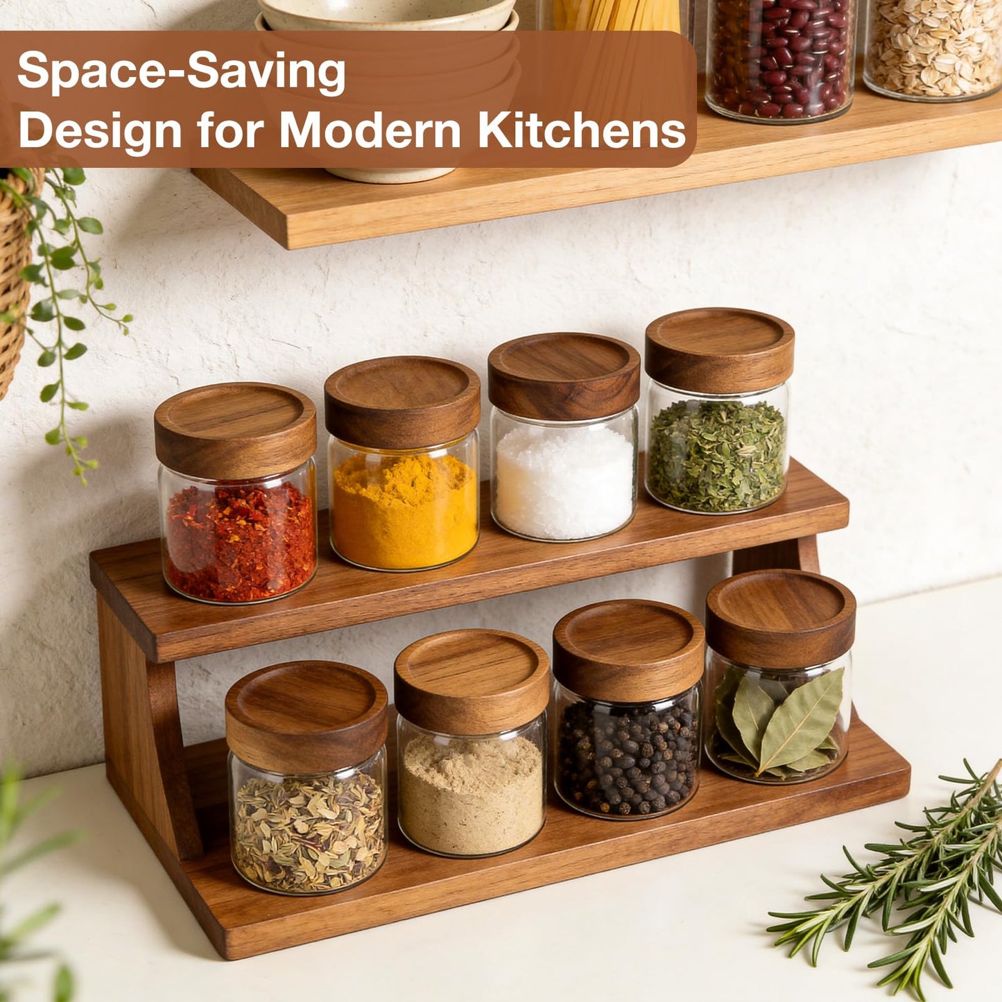 CONNOO 17oz Airtight Glass Spice Jars with Lids (6-Pack) – Thick, Durable Storage for Pantry, Coffee, Sugar & Meal Prep