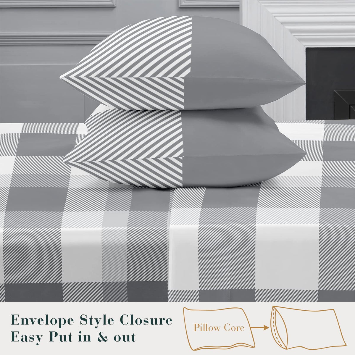 YIYEA King Size Sheets Set, Premium Double Brushed Microfiber Bed Sheet Set for All Season, Soft Breathable, 16" Deep Pocket, Shrinkage and Fade Resistant, 4PC, King