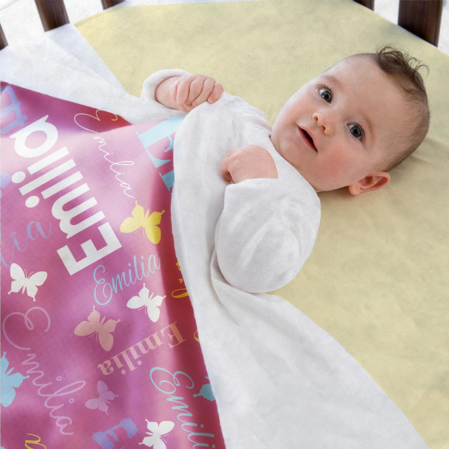 Custom Baby Blanket for Girls, Personalized Baby Girl Gifts, Receiving Blanket with Name, Soft Throw Newborn Blankets, Babies Shower Christmas Birthday Gifts