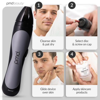 PMD Beauty Personal Microderm Man - At-Home Microdermabrasion Machine with Kit for Face & Body - Exfoliating Crystals and Vacuum Suction for Bold and Striking Skin