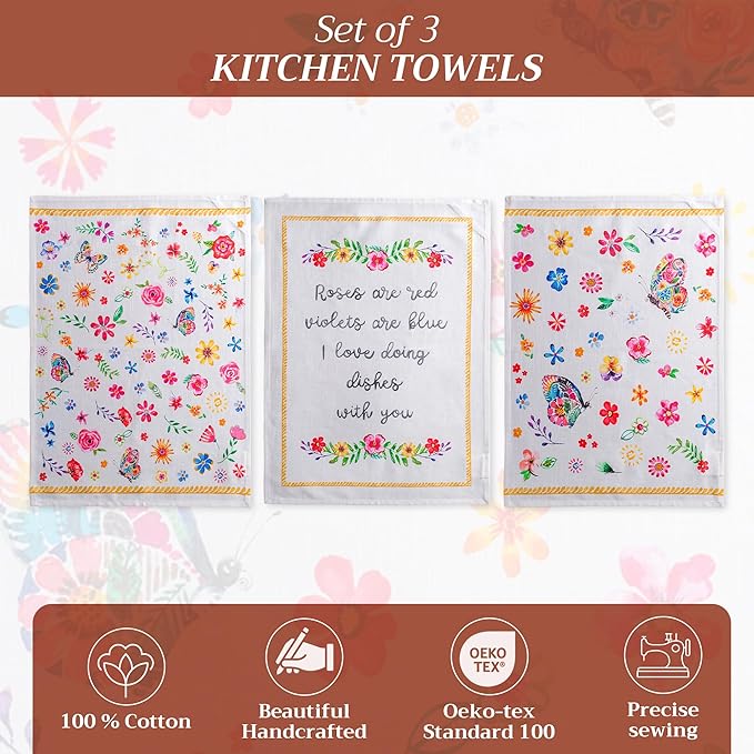 Maison d' Hermine Kitchen Towels Set of 3 100% Cotton 27.50" x 20" Reusable