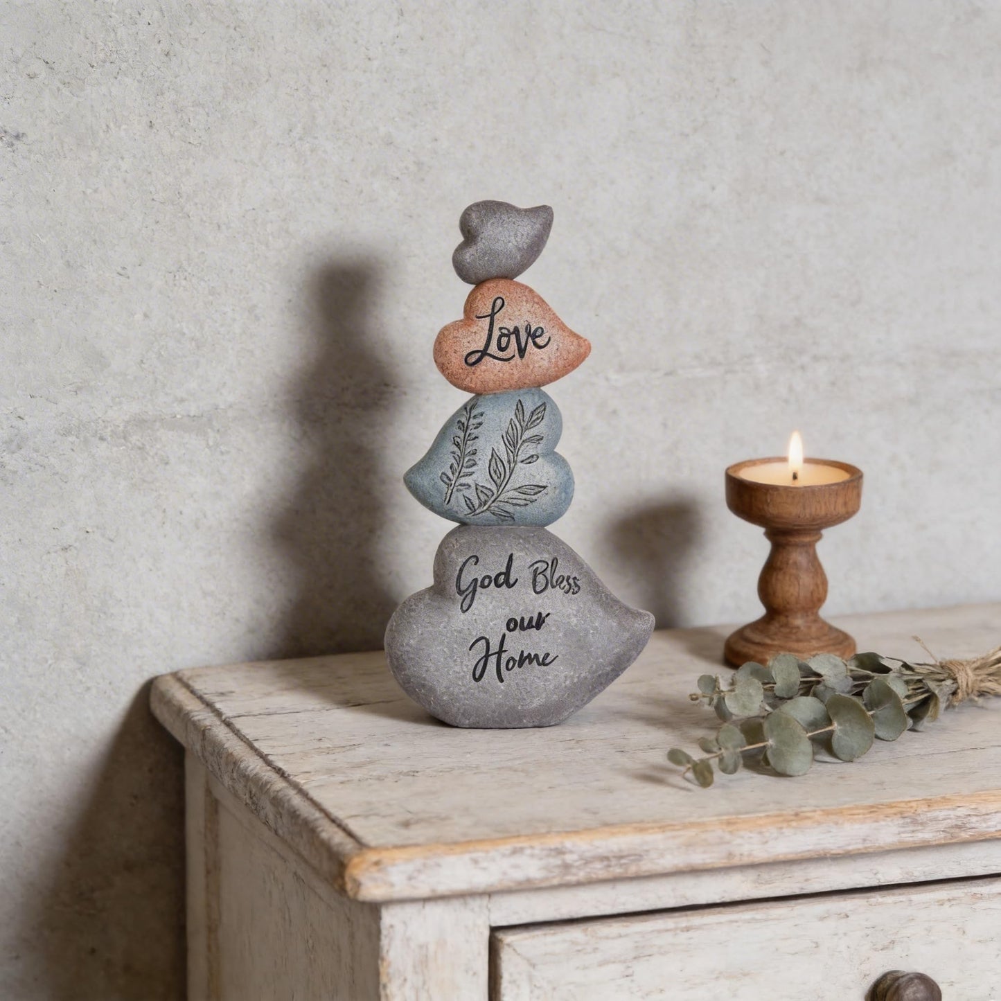 Heart Shaped Stacked Stone Sculpture, Abstract Home Decor Sculpture, Modern Creative Decor for Offices, Bookshelves, Coffee Tables, Entryways, Shelves, Partitions, or Dining Table Centerpieces. (A)