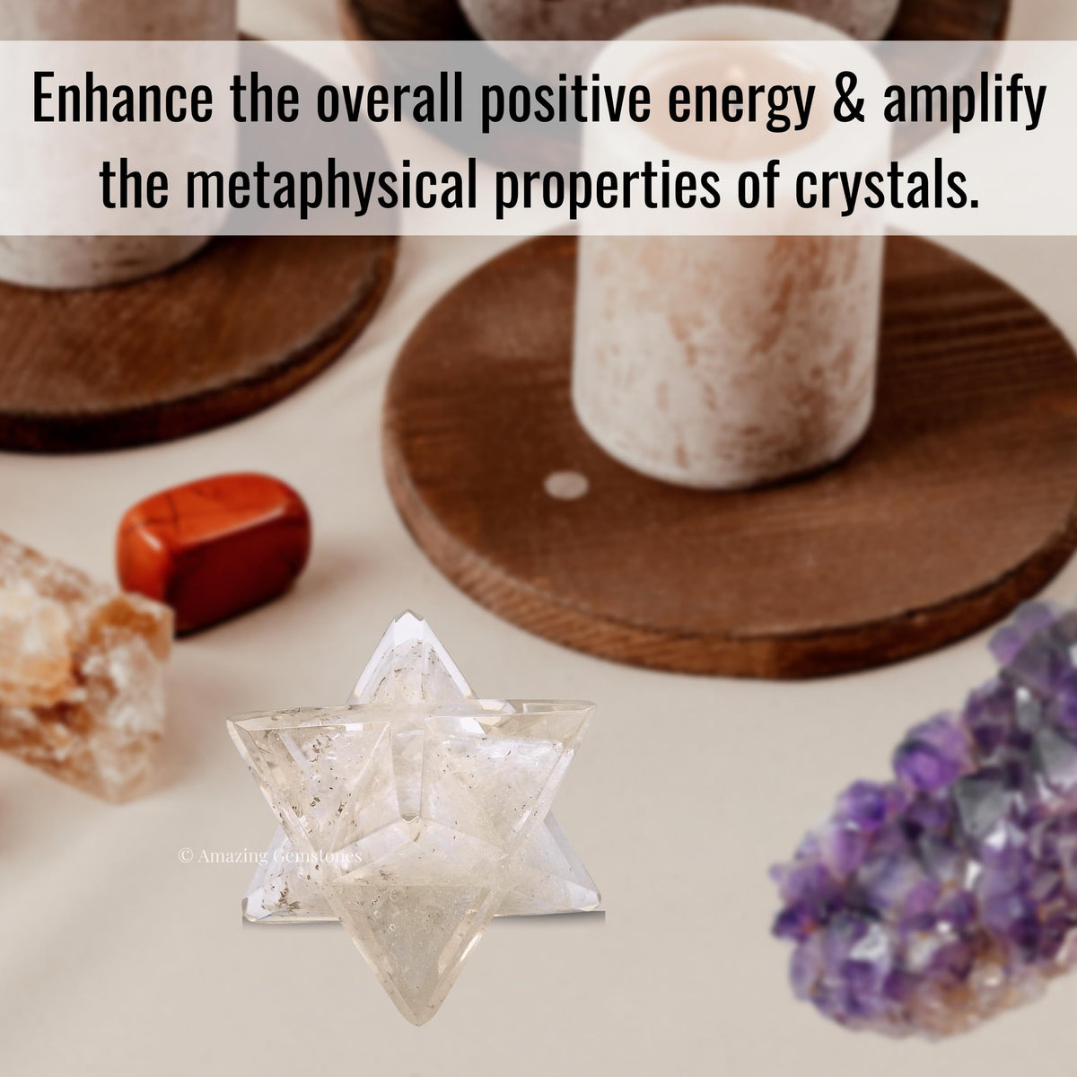 Amazing Gemstone 1 Pcs Selenite Large Crystal Orgone Merkaba Star for Reiki Healing Meditation and Crystal Grid