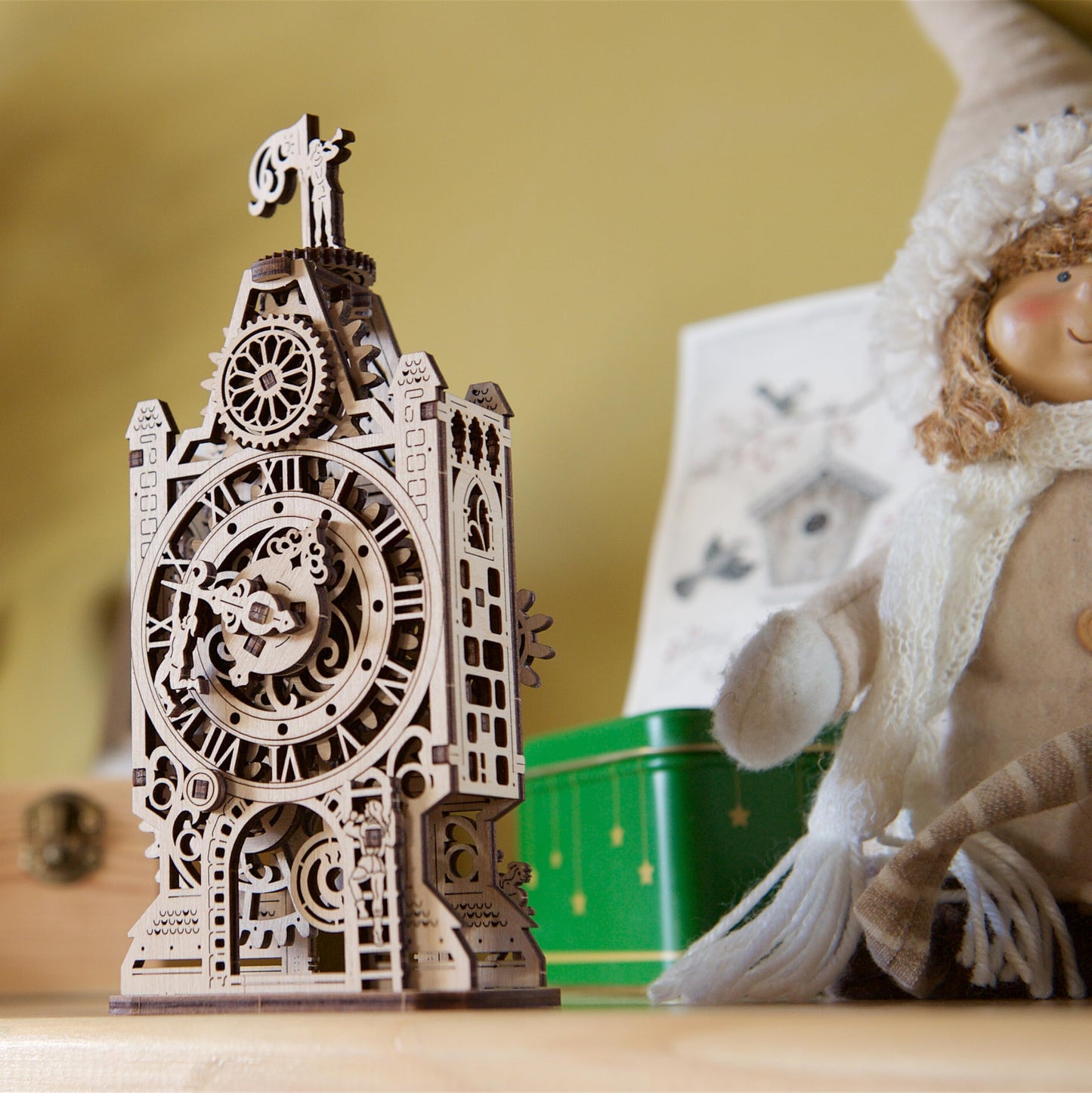 UGEARS Wooden Model Kits For Adults to Build - Old Clock Tower 3D Wooden Puzzles For Adults - Mechanical Engineering Gifts for Fathers Day - Medieval-Inspired 3D Puzzle Clock with Moving Part - 44 Pcs