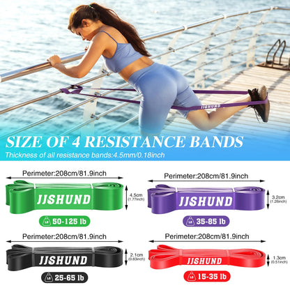 Resistance Bands Set, 4 Levels Exercise Bands Pull Up Bands for Men Women, Pull Up Assistance Bands for Strength Training, Pilates, Yoga, Muscle Toning, Body Stretching