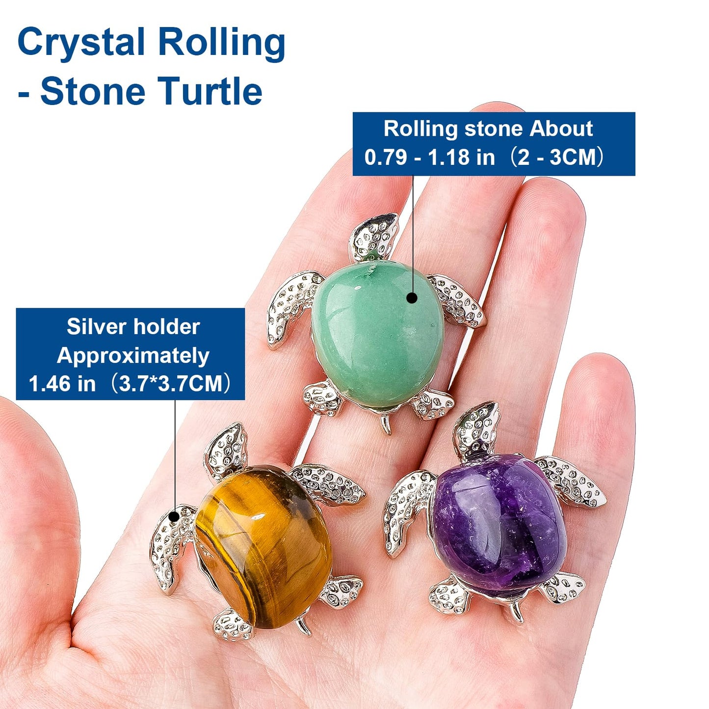 Apengshi 8 PCS for Teens Crystal Figurines Turtle Natural Animal Figurines Sea Animal Jade Gemstone Carving Handmade Tabletop Ornament (8-PCS-Rolling-Turtle)