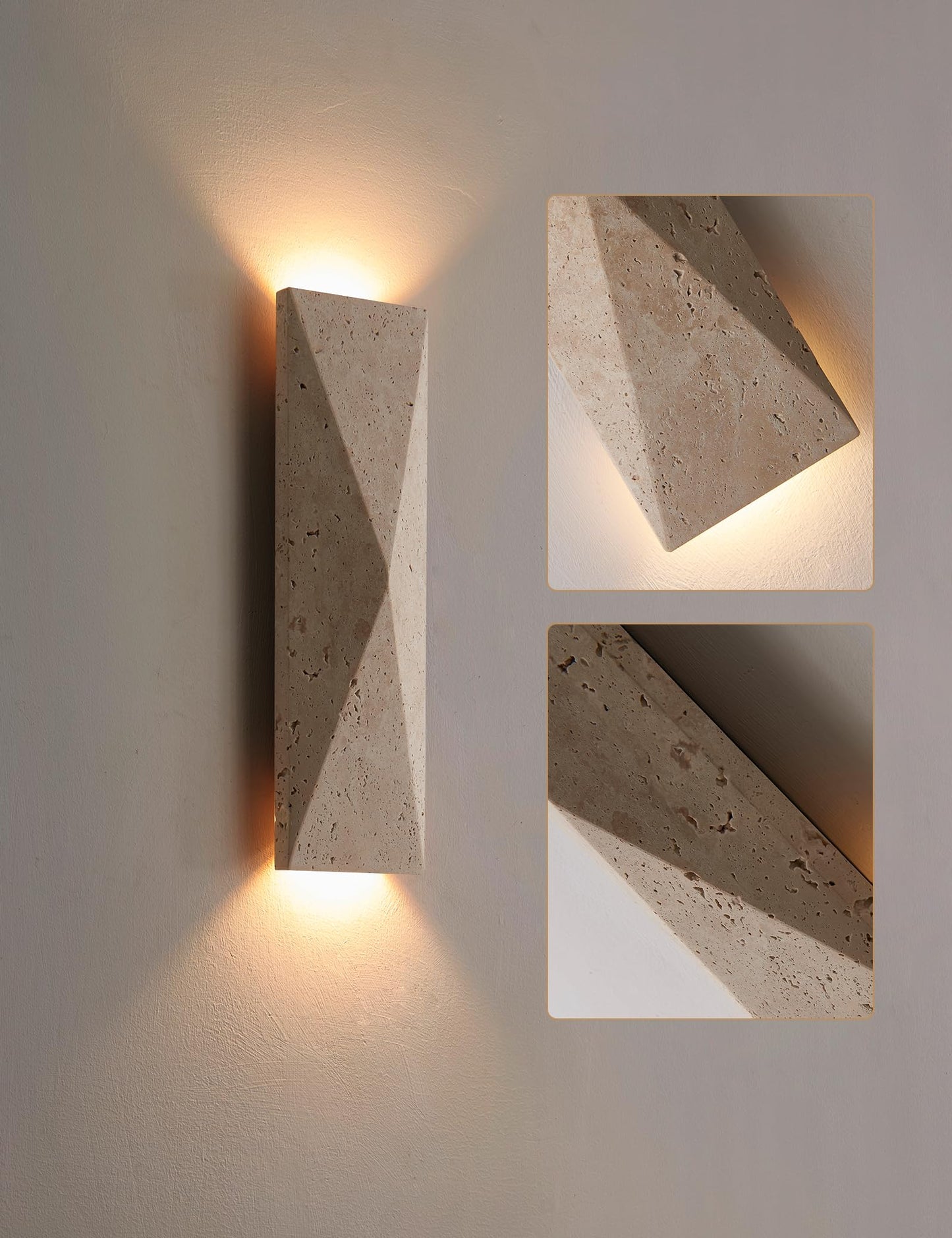 LVLVlech Travertine Wall Sconce, Stone Up Down Light for Hallway Bedroom