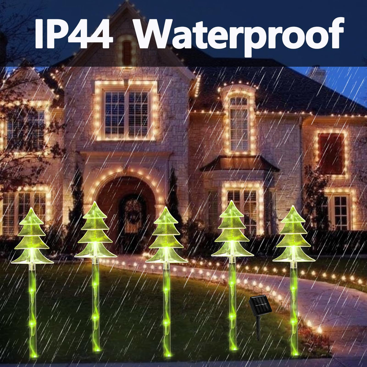 ILLUMINEW Christmas Solar Stake Lights, 5 Pack Waterproof Landscape Christmas Lights, Pathway Christmas Decorations, LED Lights for Yard Lawn Patio Walkway Decor (10PCS Tree-Green)