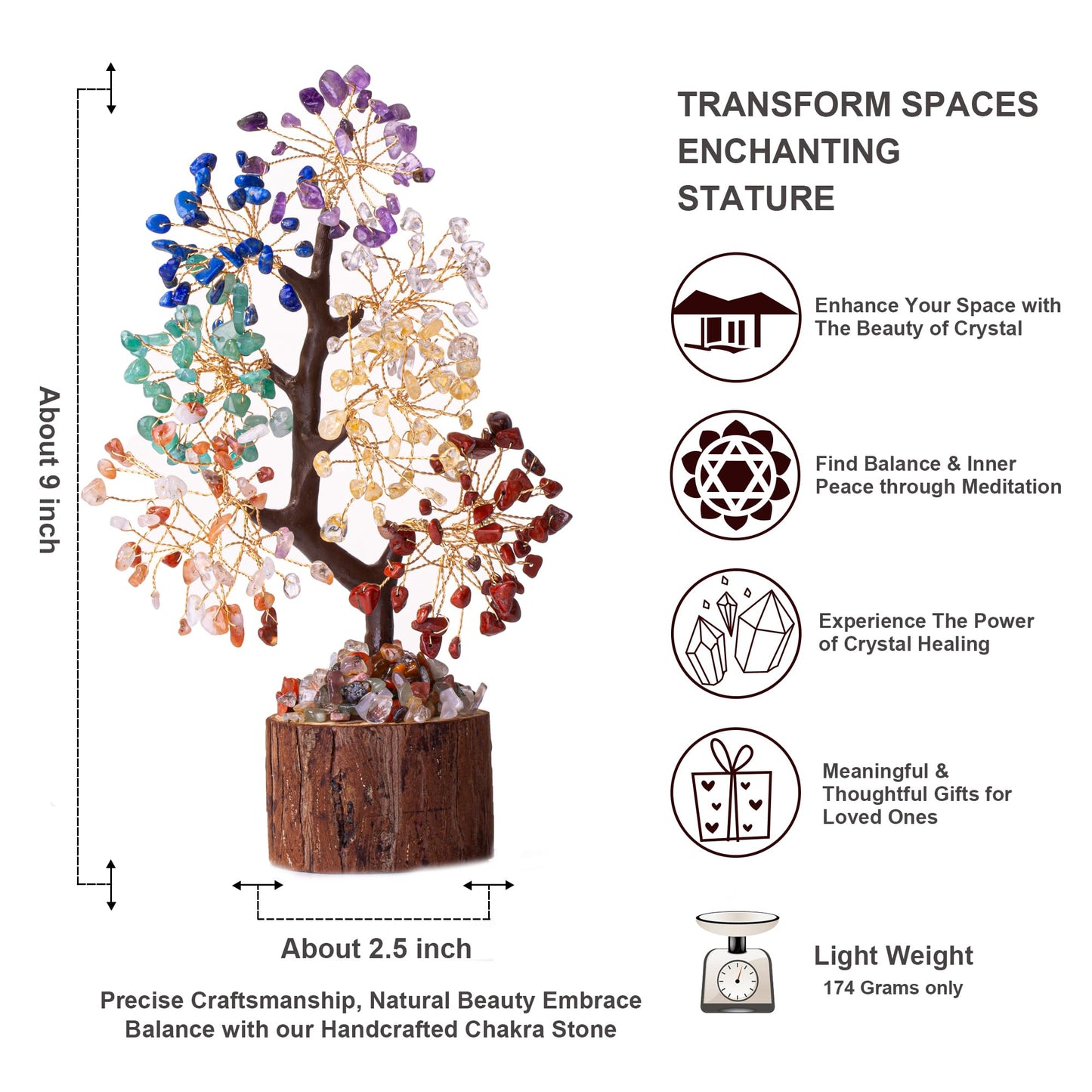 MAIBAOTA 7 Chakra Tree Crystal Tree of Life Decor Birthday Gifts for Women Healing Crystals for Positive Energy Spiritual Gift for Sister and Mom Housewarming Gifts New Home Money Trees Decoration