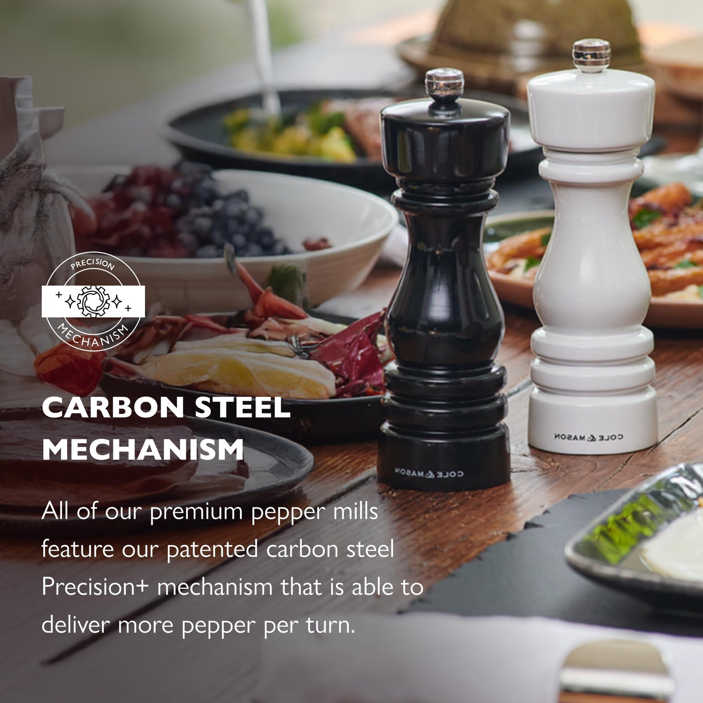 Cole & Mason London Refillable Spice Mill - Kitchen & Home Accessory - Table Black Pepper Grinder - Pepper Mill with Carbon Steel Mechanism - 7", Black Gloss