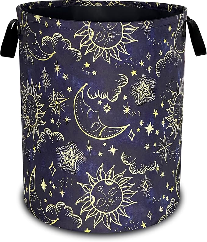 Celestial Sun Stars Moon Laundry Basket Oxford Cloth Funny Laundry Hamper