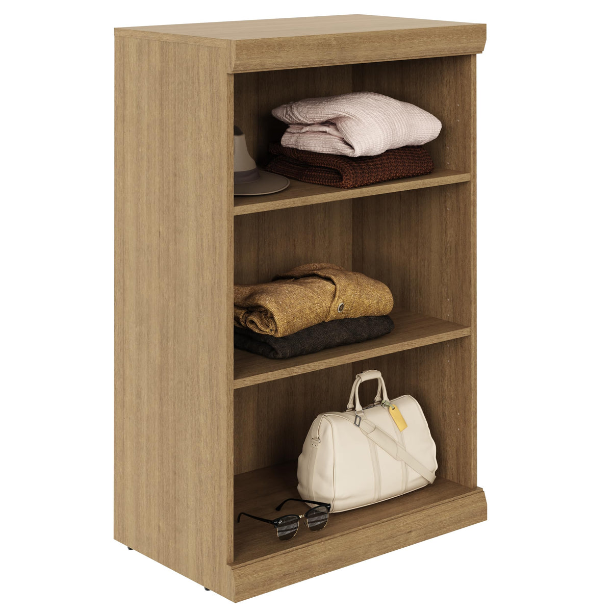 ClosetMaid Mosaics 3 Shelf Organizer, Stackable, Customizable Closet Organization System, Closet Storage Shelves, 25.5" W, Toasted Oak