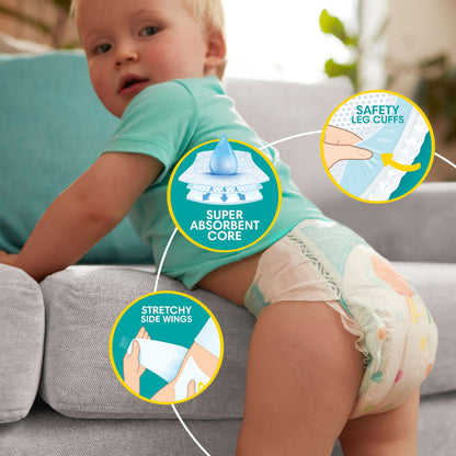 Pampers Baby-Dry Size 8, 120 Nappies, 17kg+, Monthly Pack, Up to a 100% Leak-Free Night