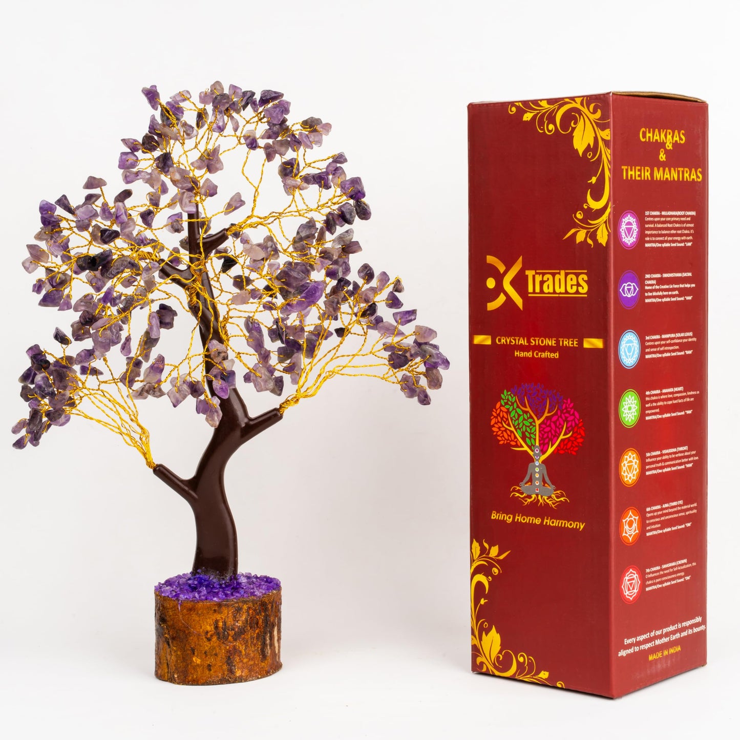 DK trades® Amethyst Chakra Natural Healing Gemstone Crystal Bonsai Fortune Money Tree for Good Luck, Wealth & Home Office Kitchen Decor Ideal Gift 300 (Amethyst, 300 Beads)