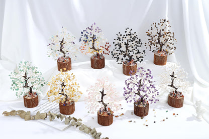 QINJIEJIE Tiger Eye Crystal Tree of Life Decor Tiger Eye Stone Healing Gifts Gemstones Tree Spiritual Crystal Gifts for Room Office Desk Decor New Home House Warming Gift Unique
