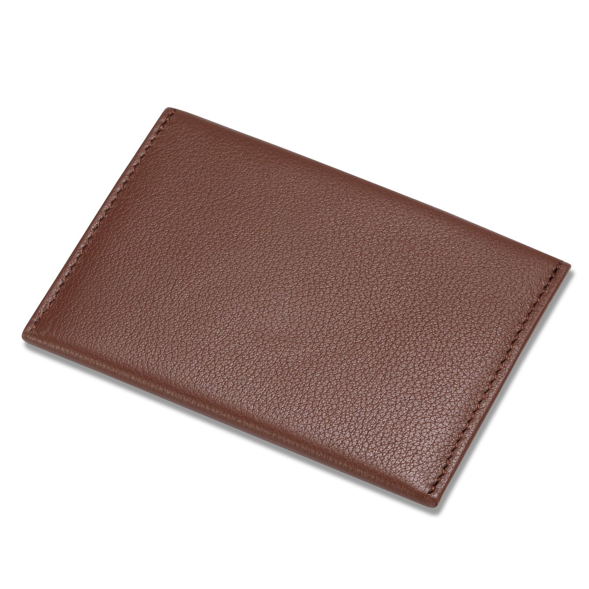 HISCOW Envelope Business Card Case with Magnet Closure - Italian Calfskin, Coffee