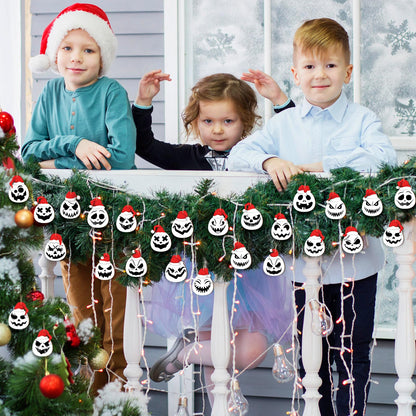 Suzile 36 Pcs Before Christmas Tree Decorations Xmas Jack O' Lantern Spooky Skull Tree Decorations Evil Pumpkin Hanging Ornaments Wooden Xmas Funny Holiday Decoration Gothic Themed Party for Home