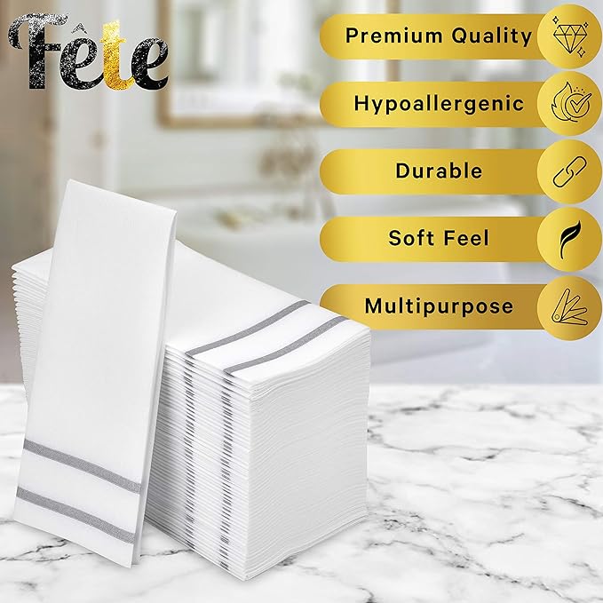 Disposable Hand Towels for Bathroom, Anniversary, and Wedding Napkins for Tables
