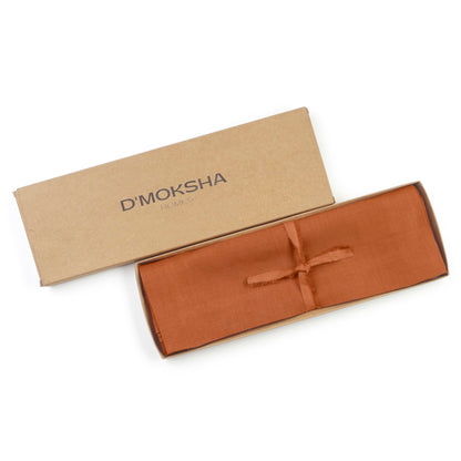 D'Moksha Homes Linen Rust Placemats Set of 4-100% Pure Linen Placemats 14 x 19 Inch for Spring - Handcrafted and Machine Washable