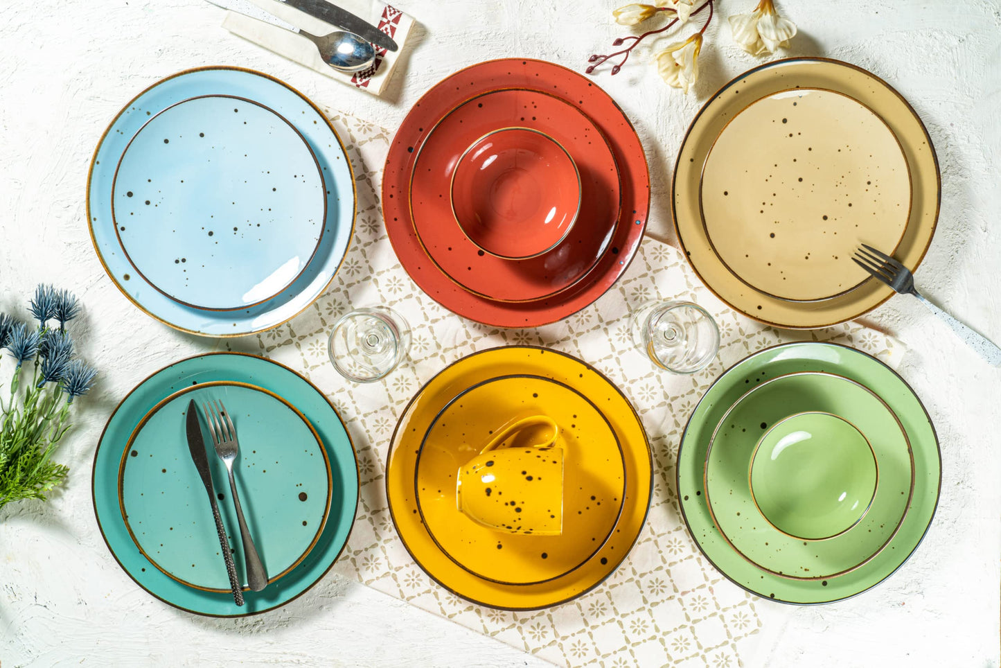 Esfour Ceramics Small Hand Craft Dessert Bowls - 13.5oz, Set of 6 - Microwave, Oven, Dishwasher Safe, Ice Cream, Soup, Snacks, Rice, Cereal, Chili, Side Dishes, Dips, Ideal Gift - Vivid Assorted Color
