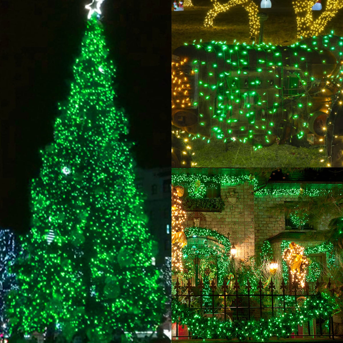 Christmas String Lights, 150 Count 33 FT Incandescent Mini Green Wire Fairy Light, 120V UL Certified Connectable St Patricks Day Tree Lights for Patio, Holiday, Party, Outdoor Indoor Decoration, Green