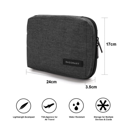BAGSMART Electronics Accessories Organiser Bag, Portable Electronics Carrying Case Travel Small for Cables, Powerbank, Earphone, USB sticks, SD Card (Black)