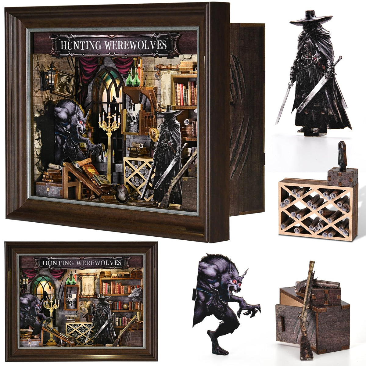 ETKVR Book Nook Kit, DIY 3D Wooden Puzzle Miniature House Kit, Simple Bookend Picture Frame Booknook