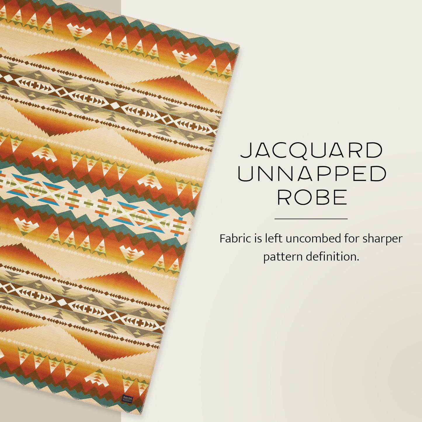 Pendleton Jacquard Unnapped Twin Blanket 64" x 80" - Heirloom Quality Virgin Wool, Reversible, Reinforced Ultrasuede Binding, Made in USA - Solstice Canyon