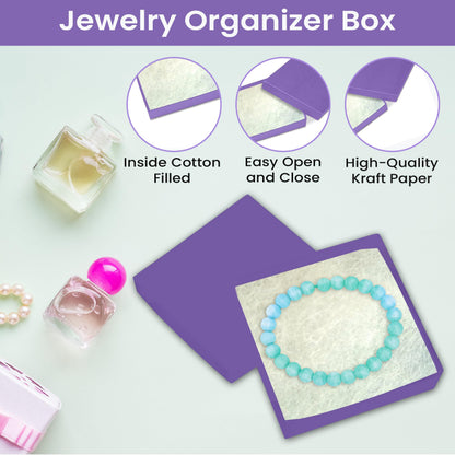 Novel Box 15 Pack Purple Jewelry Gift Box 3.5x3.5x0.87in with Cotton Filled | Cardboard Jewelry Box | Gift Boxes with Lids Made in USA | Boxes for Bracelet Necklace Ring Earrings.
