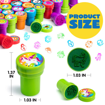 JOYIN 100 Pcs Assorted Stamps for Kids Self-Ink Stamps (50 Different Designs, Dinosaur, Zoo Safari Stampers) for Party Favor, Carnival Prizes, School, Easter Egg Stuffers, Halloween, Christmas