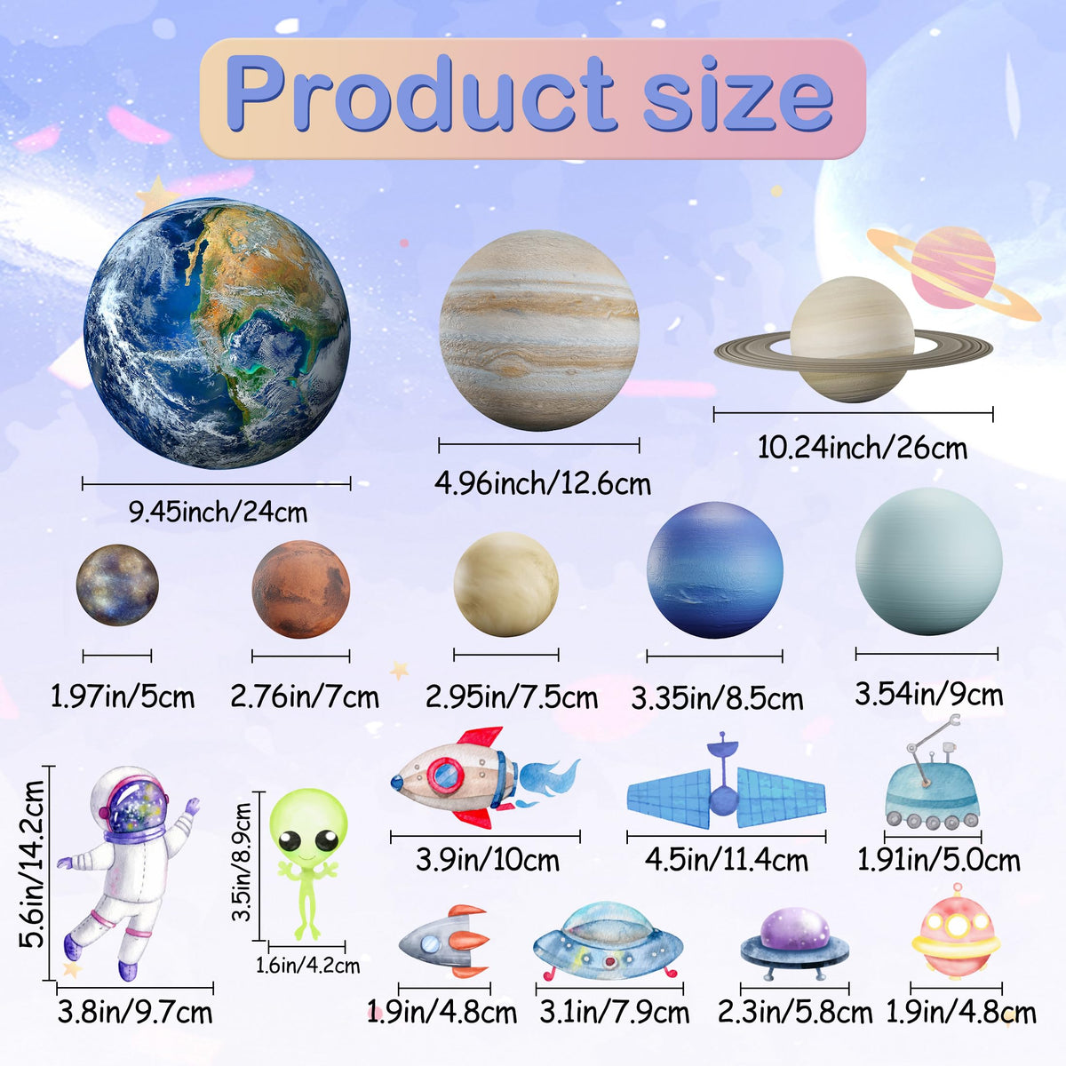 Glow in The Dark Stars Solar System Wall Decals, Star and Planets Stickers for Ceiling, Kids Wall Sticker Space Room Decor (Blue)