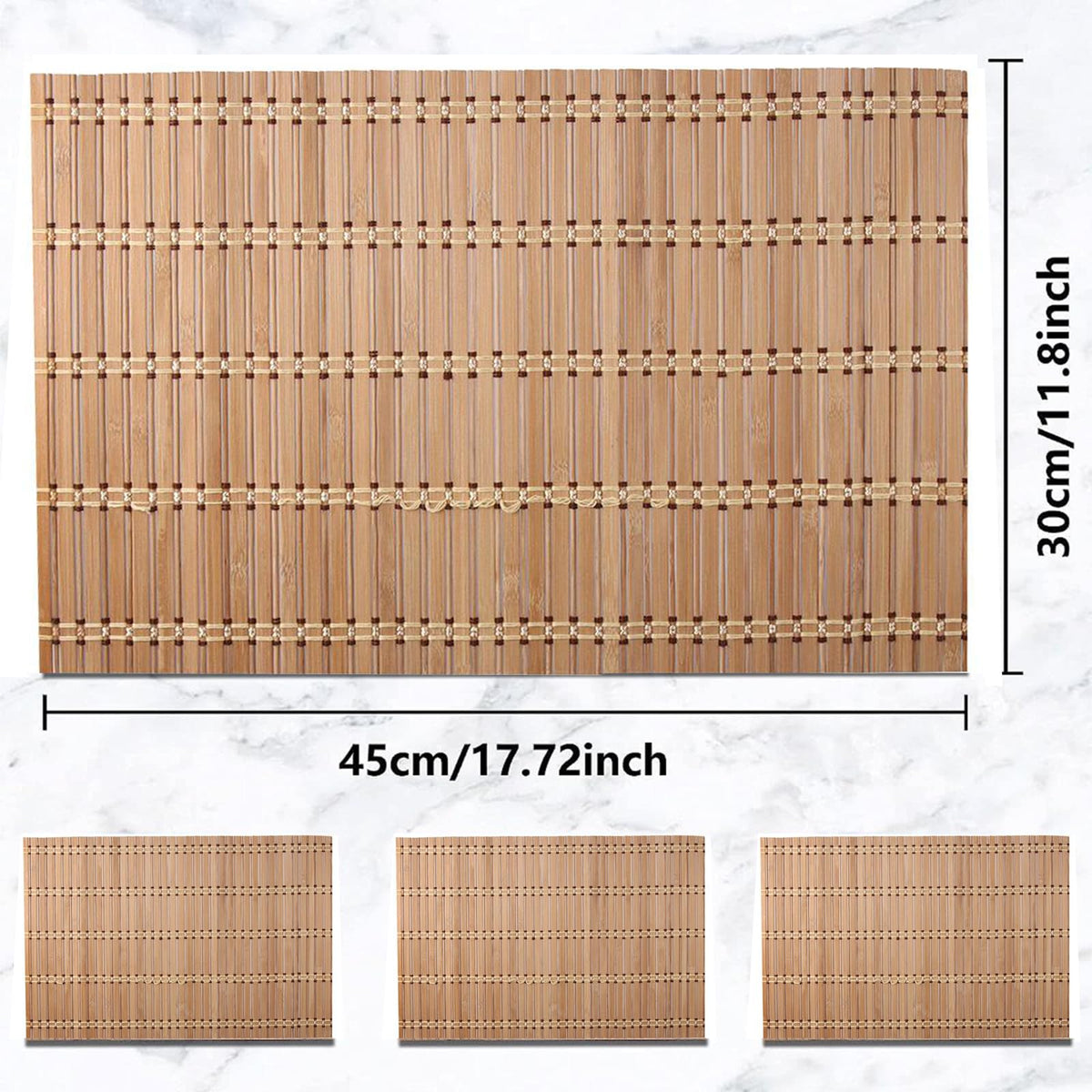 couponhub Pack of 4 Natural Bamboo Placemat, Wooden Square Placemats, Suitable for Non-Slip and Bamboo Table Placemats in Restaurants and Kitchen