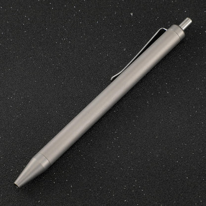 Grey Titanium Alloy Ballpoint Pen Retractable Lightweight EDC Pen with Pocket Clip Compatible with Parker Style Refill with 3 Extra Refills in Gift Box (LA035)