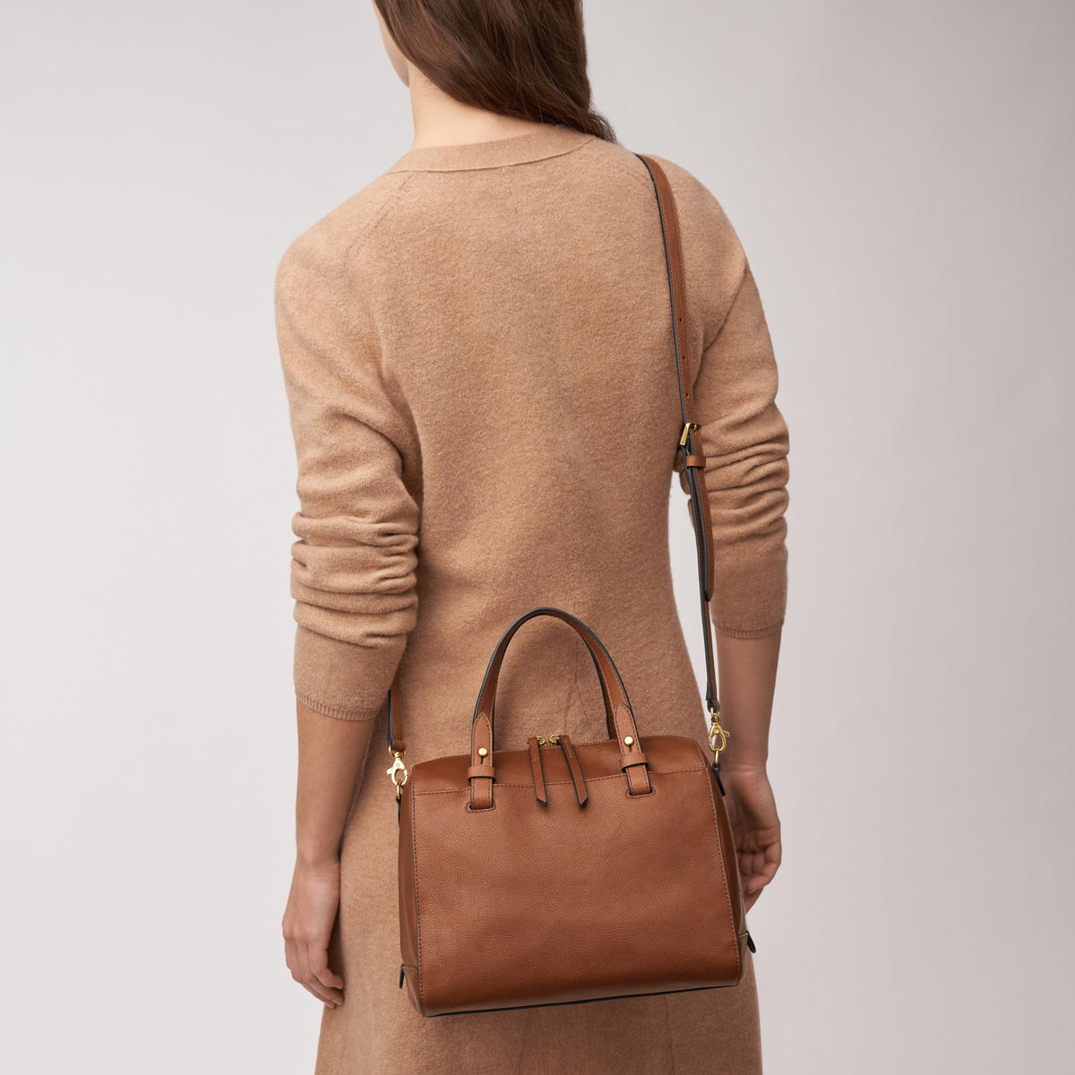 Fossil Women's Rachel Leather Satchel Purse Handbag, Brown (Model: ZB7256200)