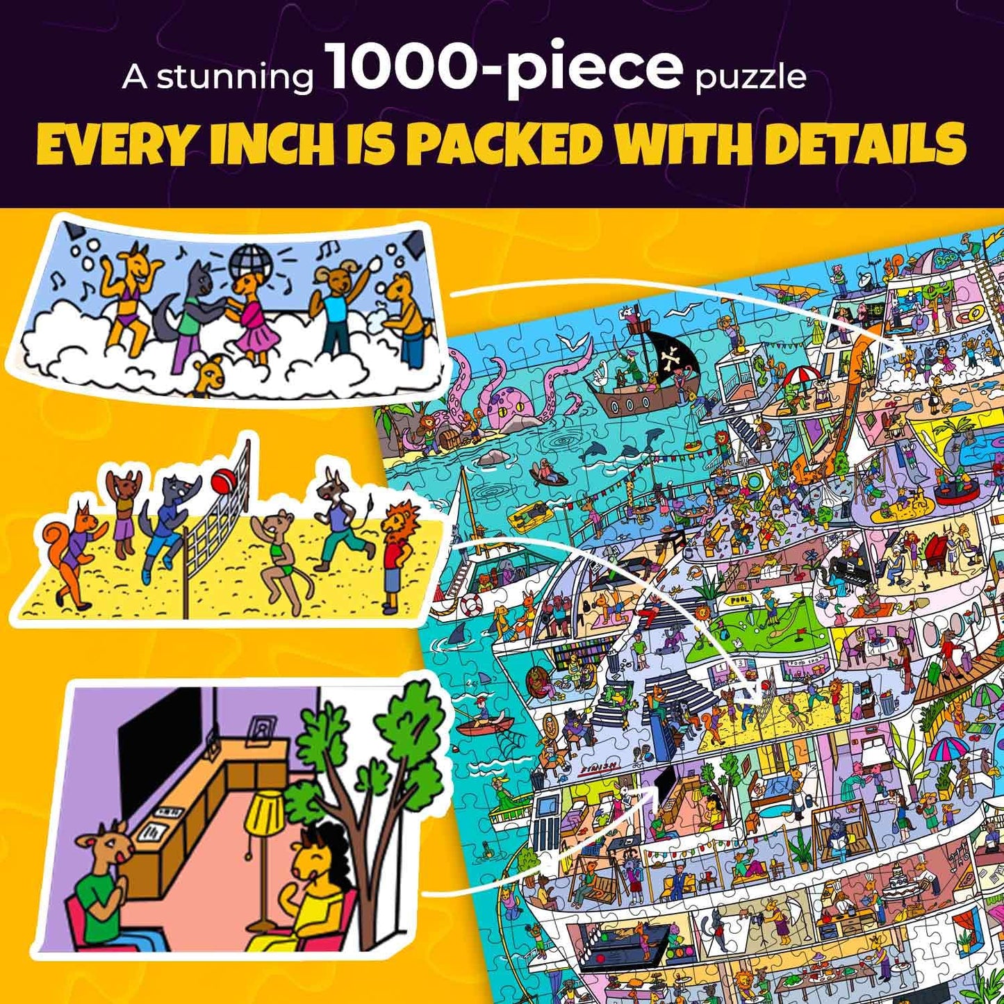 QUOKKA 1000 Piece Jigsaw Puzzle for Adults Cruise Vistas – Premium Box Packaging with Extra Fun Challenges - Stunning Scenic Animal Puzzle - Perfect for Relaxation - Creativity & Gift Giving
