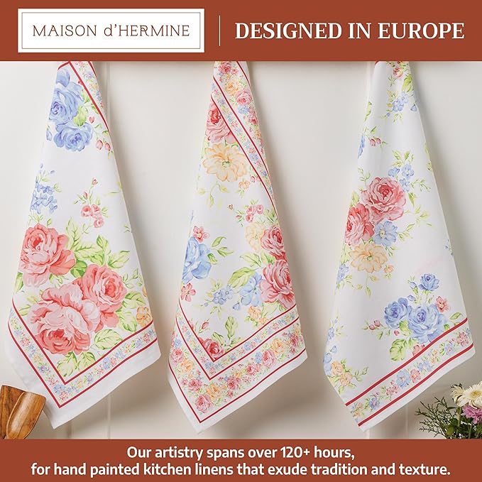 Maison d' Hermine Kitchen Towels Set of 3 100% Cotton 27.50" x 20" Reusable