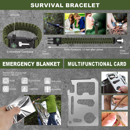 Gifts for Men Christmas Dad, Survival Kit, 150 PCS Survival Gear and Supplies Equipment with Trauma Bag, Molle Pouch Emergency Kit for Outdoor Camping, Hunting, Car, Home, Earthquake, Adventures