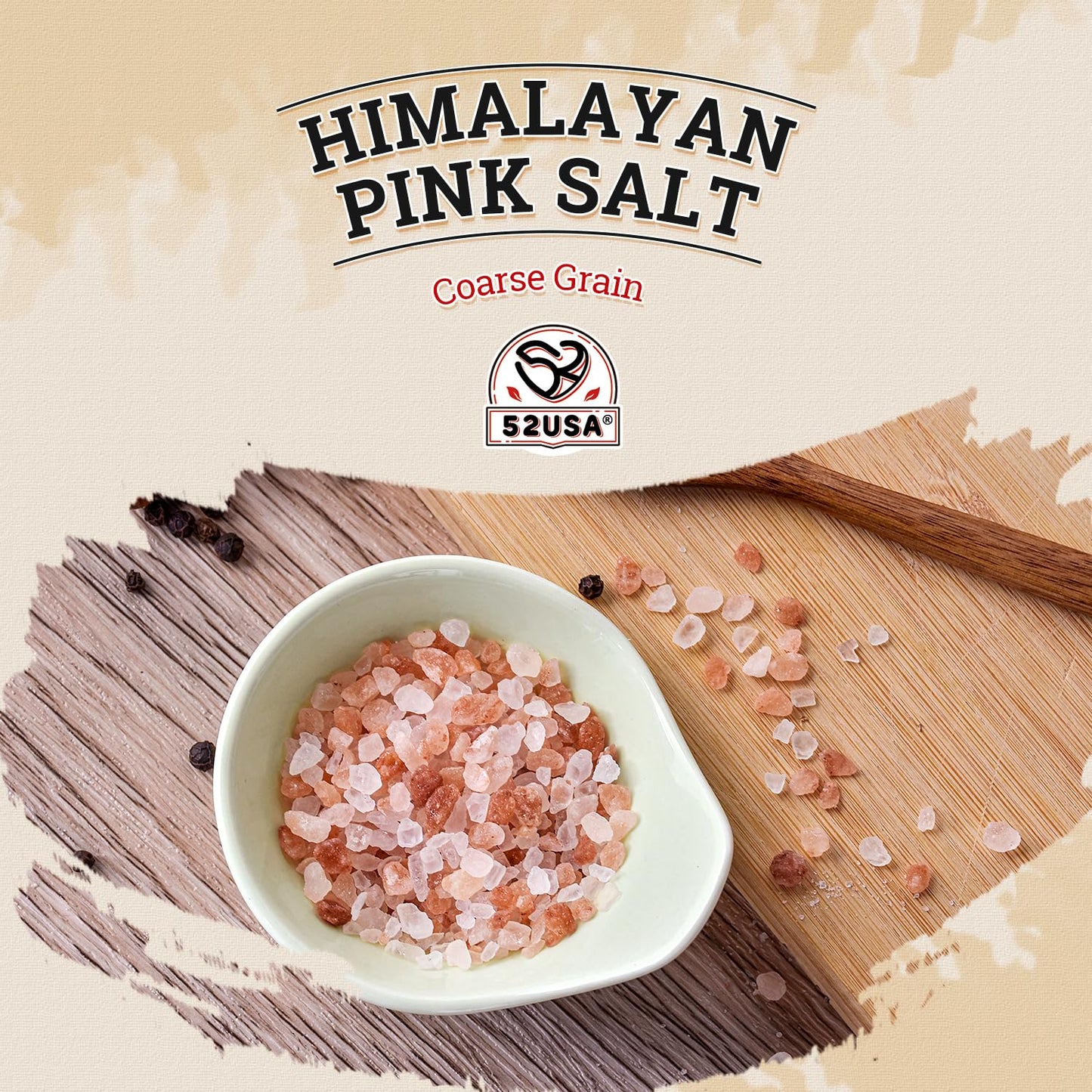 52USA Himalayan Pink Salt Coarse, Pink Salt Coarse for Grinder, 80oz (5 Pound), 100% Real, Pure, Unrefined Himalayan Pink Salt, Pink Himalayan Sea Salt