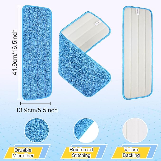 16.5 inch Reusable Mop Pads Microfiber Spray Mop Replacement Heads
