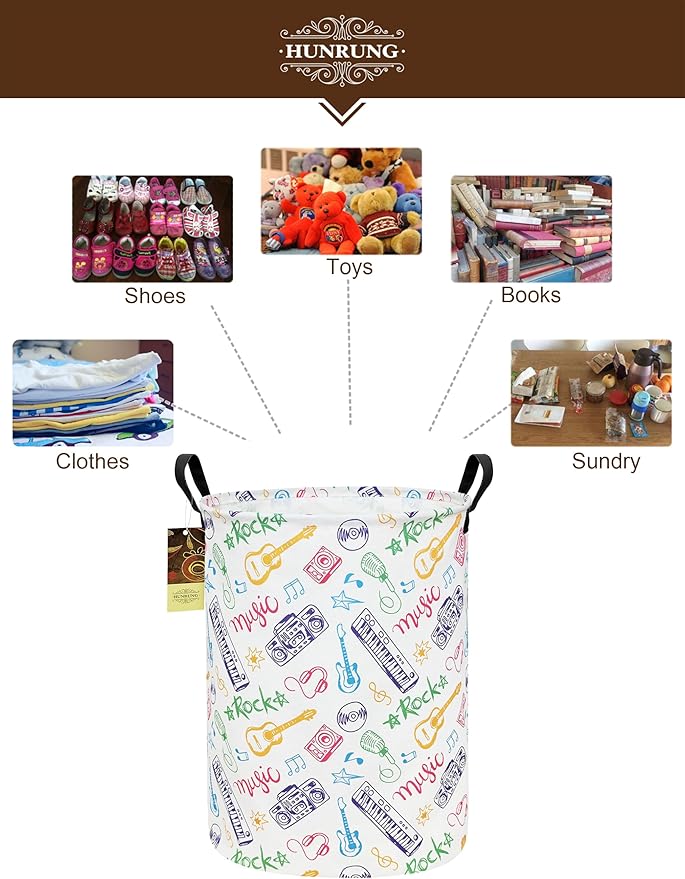 HUNRUNG Laundry Hamper, Large Canvas Fabric Lightweight Storage Basket Toy