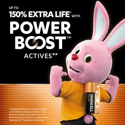 DURACELL Plus AA Batteries (18 Pack) – Alkaline Batteries 1.5V – Up to 150% Extra Life with POWER BOOST Actives– Reliability For Everyday Devices – 0% Plastic Packaging – 10-Year Storage - MN1500