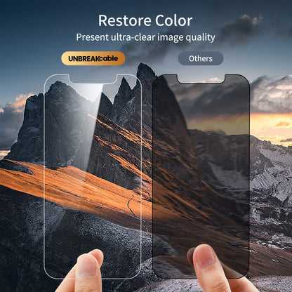 UNBREAKcable Privacy Screen Protector for iPhone 14/ iPhone 13/13 Pro, Tempered Glass [True 28°Anti Spy] [9H Hardness] [Case Friendly] Private Protector for iPhone 6.1" - 2 Pack