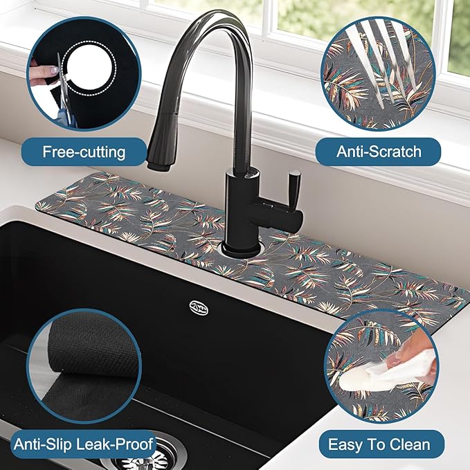 Ceramic Texture Sink Splash Guard Kitchen Tiles Faucet Absorbing Mat Fast