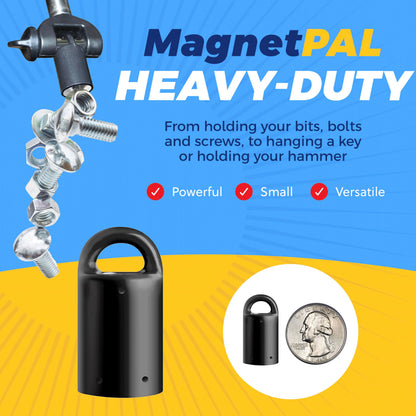 MagnetPAL Heavy-Duty Neodymium Anti-Rust Magnet, Magnetic Stud Finder, Hide-A-Key, Tool Holder & Retrieval, Most Powerful Magnet 12lb Pull, Indoor or Outdoor Multi Use Tools, Quick Release Keys Black