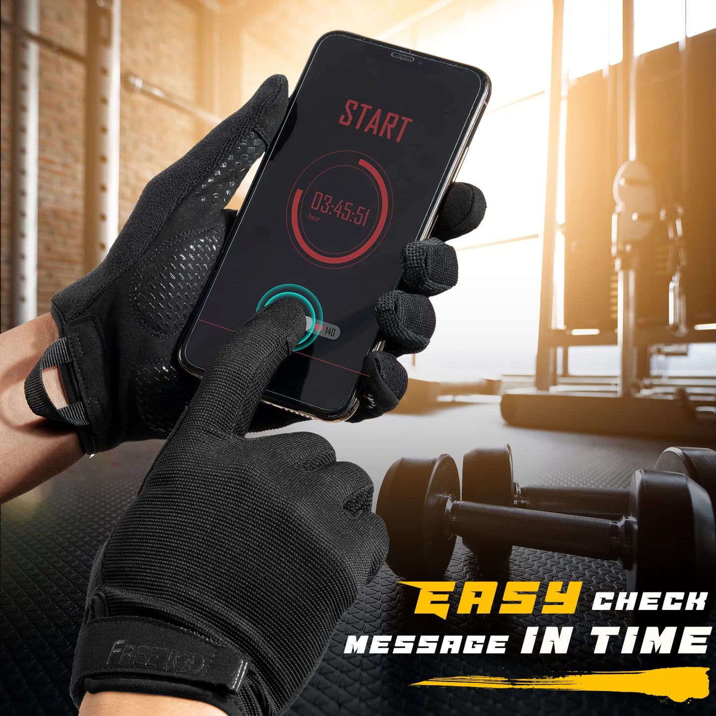FREETOO Full-Finger Workout Gloves for Men, Padded Gym Gloves with Excellent Grip and Palm Protection