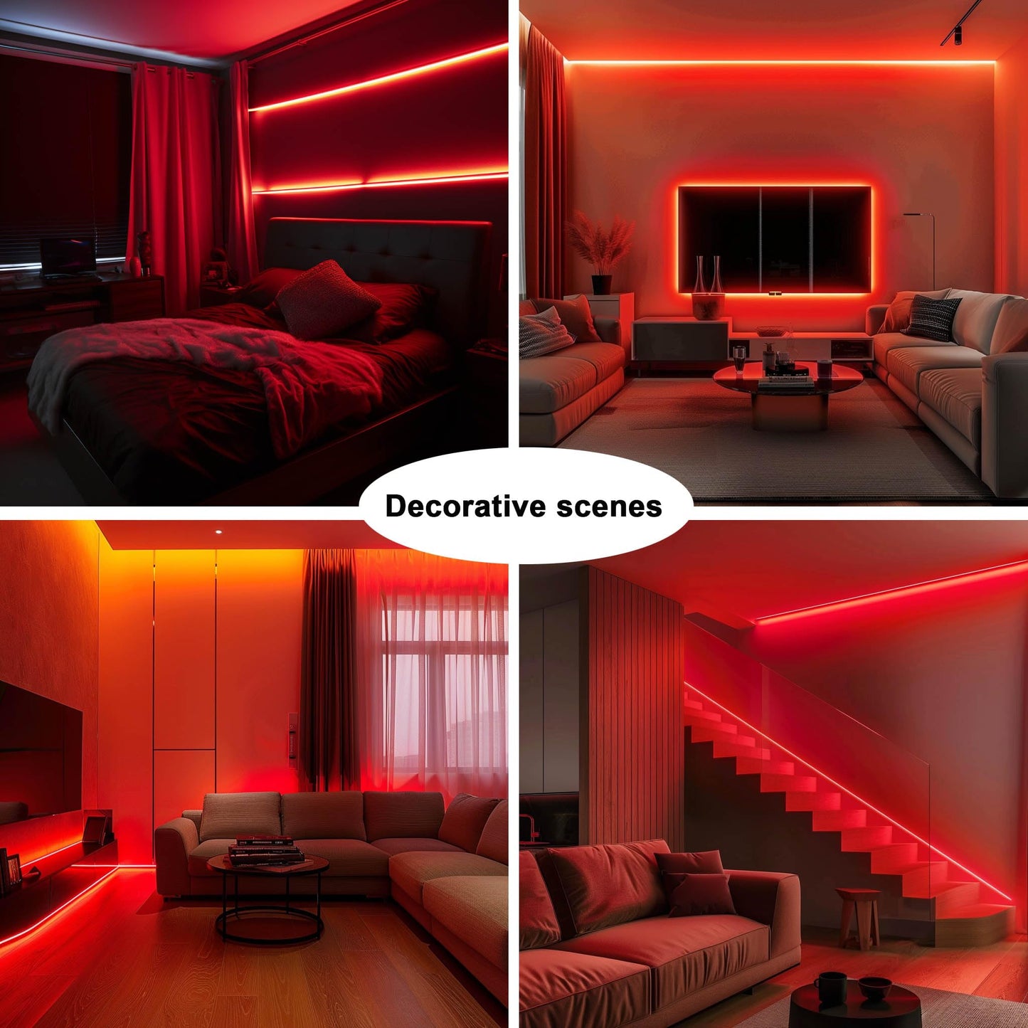 TOPAI 12V COB LED Strip Lights 5M Red IP65 Outdoor Waterproof Dotless Self Adhesive 480LEDs/M High Density Cuttable Flexible for Cabinet Home Car DIY Lighting Projects