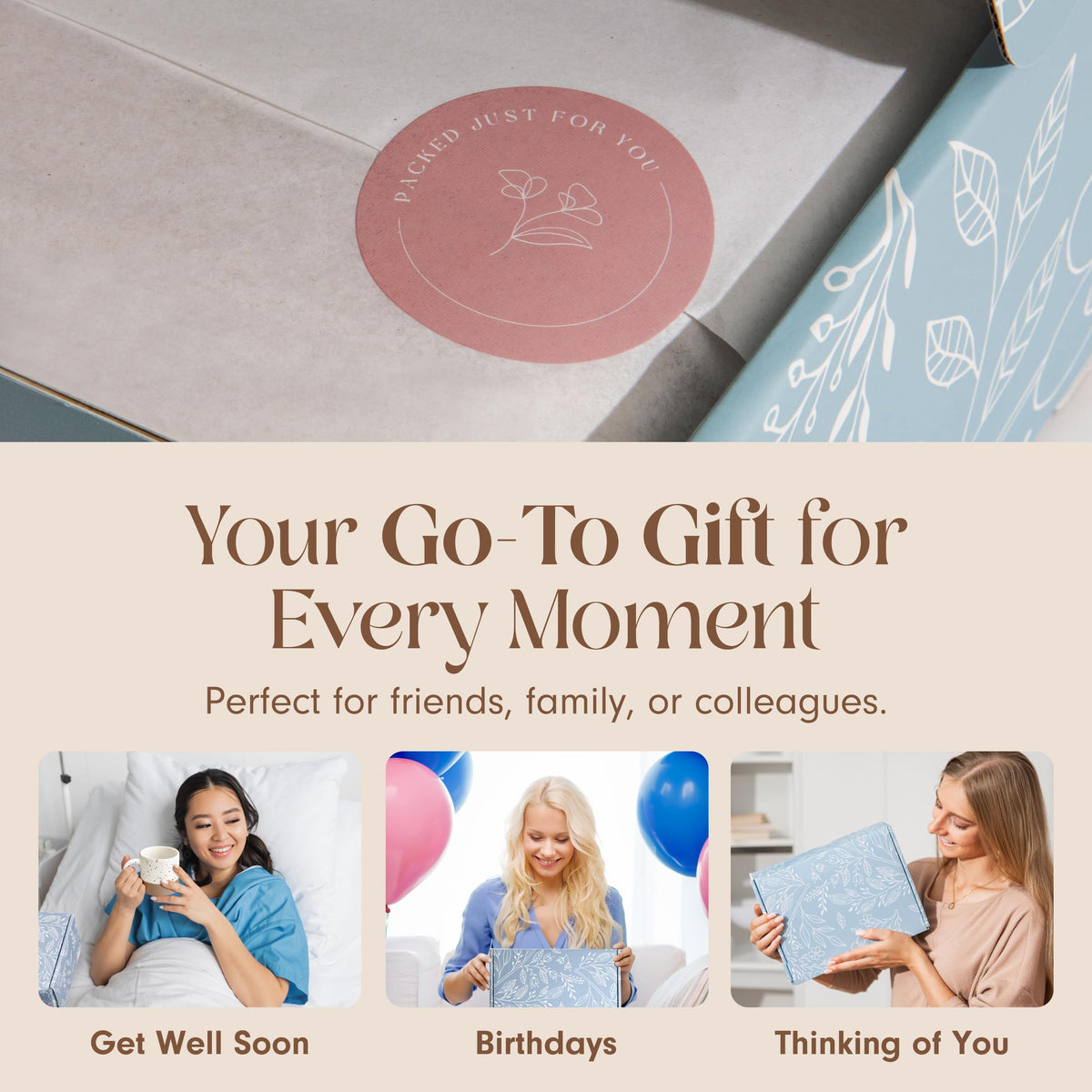 Unboxme Thank You & Appreciation Gift Basket for Women, Cozy Care Package with Tea, Mug, Socks & Honey, Ready to Gift for Friends, Clients & Coworkers