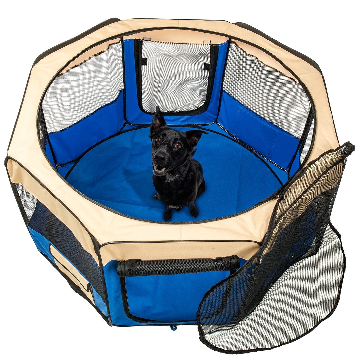 BIGWING Style Puppy Playpen,Oversize Dog Playpen,Portable Foldable,Removable Top and Bottom,Indoor and Outdoor Use,With Carry Bag,(Blue,XL)