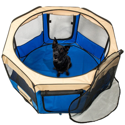 BIGWING Style Puppy Playpen,Oversize Dog Playpen,Portable Foldable,Removable Top and Bottom,Indoor and Outdoor Use,With Carry Bag,(Blue,XL)