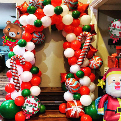 Red and Green Balloons 50 Pcs 12 Inch Christmas Latex Balloons Set Green Red Confetti Balloons with 2 rolls of ribbon for Christmas Holiday Party Decoration